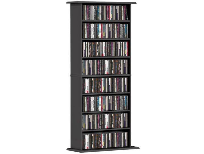 Rangements pour CD et DVD - HOMCOM - 8 compartiments et 6 étagères réglables - capacité max. 360 CD/185 DVD et Blu-ray - noir