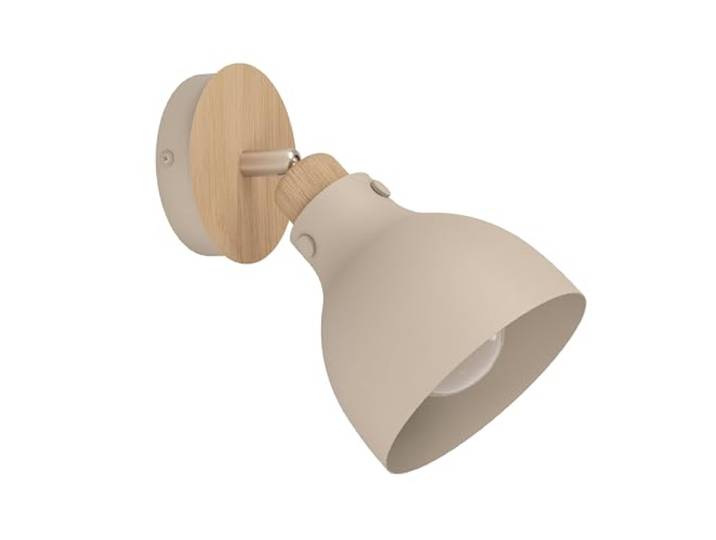 EGLO Applique murale Arrecife\, lampe de lecture avec spot orientable luminaire intérieur pour salon\, chambre et couloir\, bois naturel et métal couleur sable\, douille E27