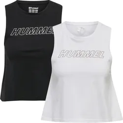 HUMMEL hmlTE CALI 2-PACK CROP COT TANKTOP black/white driftwood XL