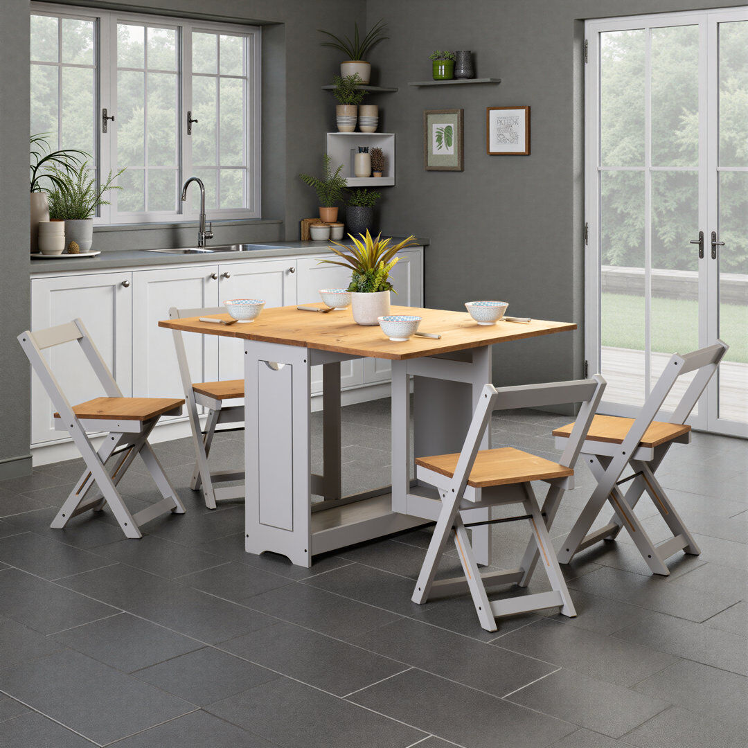 Brambly Cottage Palmateer 4 -Person Dining Set Slat Grey 4