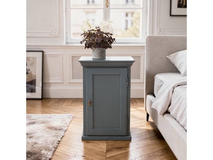 Table de chevet parisienne 1 porte en pin maritime bleu Léandre