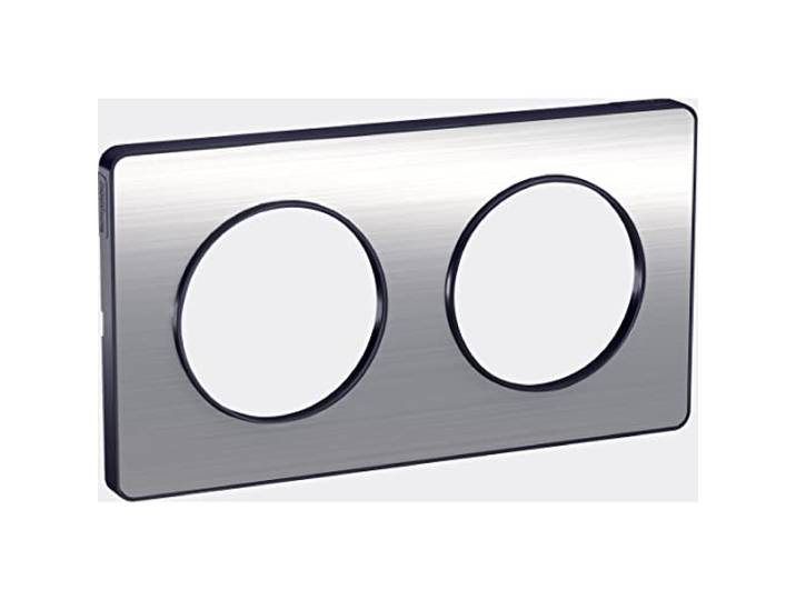 Schneider Electric - Odace Touch\, plaque Aluminium brossé liseré Anth. 2 post. horiz./vert. 71mm - S540804J