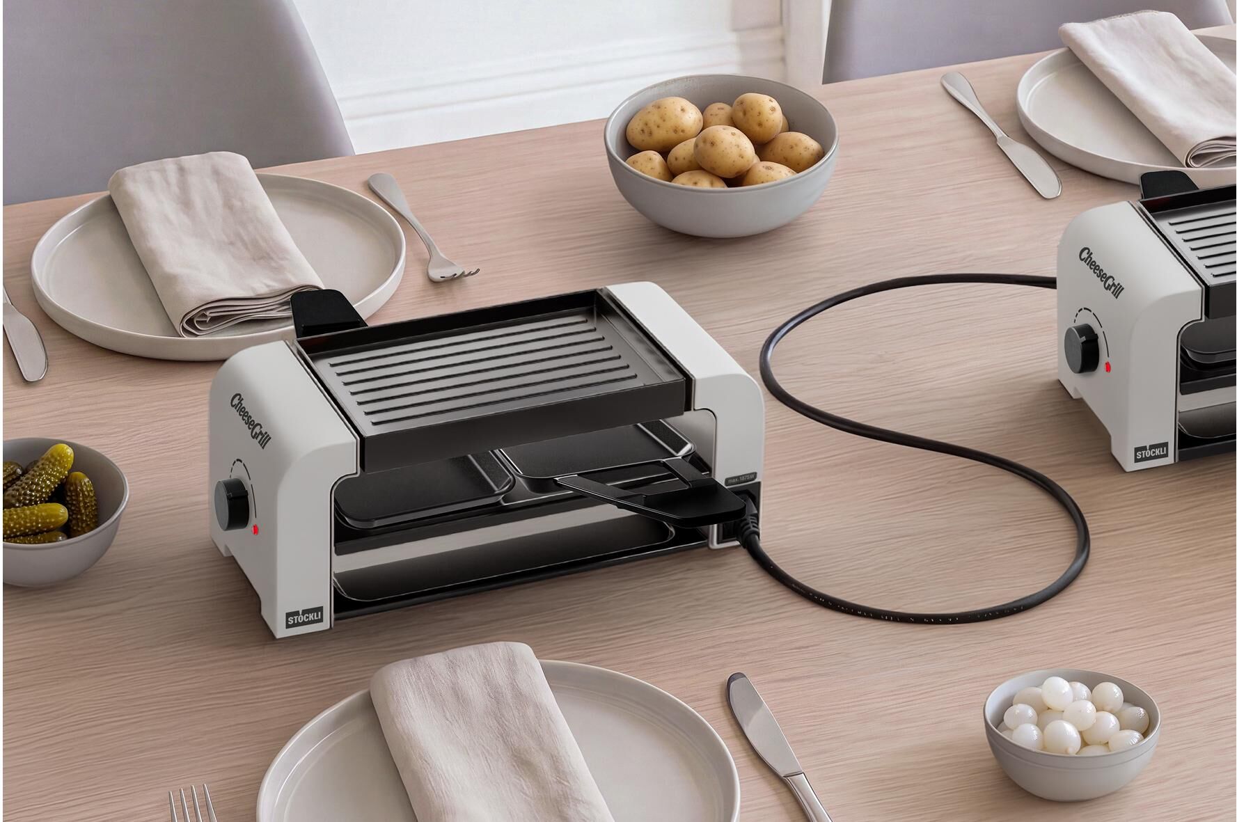STÖCKLI Raclette "Stöckli CheeseGrill 2 Connect 2 Personen", weiß, Raclettes, Raclette weiß Einheitsgröße