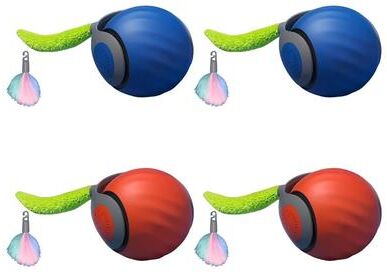Uplift Picks Speedy Tail Smart Interactive Moving Cat Toy Ball red & Blue (4 Pcs)