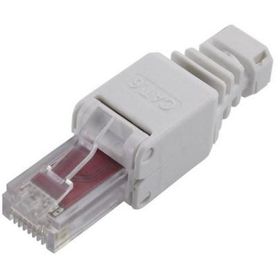 TRU Components RJ45 Stecker, Cat 6 Stecker, gerade Polzahl Sensoren 8 Grau 1St.