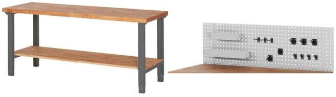 Set STIER Höhenverstellbarer Werktisch Premium mit Ablageboden BxTxH...