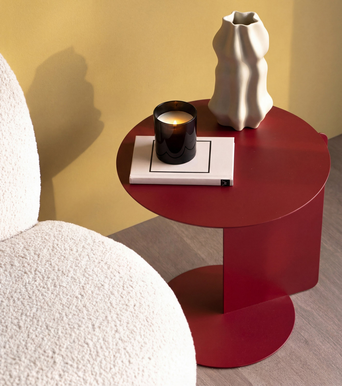 home24 Bijzettafel Salsa Rood/Bourgondisch Rood Ø 40 cm