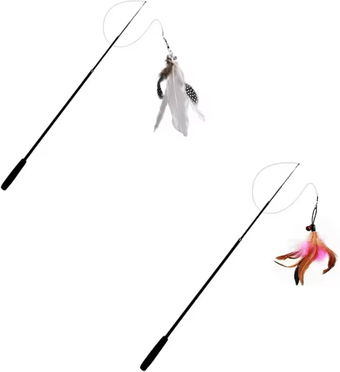 Inspire Curations FlexiFeather 1.8M Extendable Cat Teaser Wand mixed Colour 30pcs