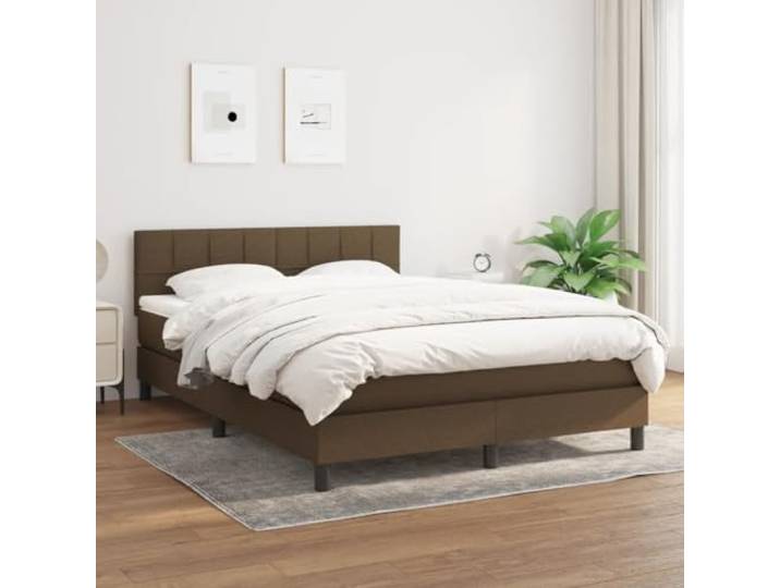 RJPLMFV Lattenrost mit Matratze, 140 x 200 cm, Dunkelbraun Verstellbarer Kopf, Taschenfedern, mittlere Unterstützung, atmungsaktiver Stoff, Lieferung mit Handbuch (evtl. nicht in