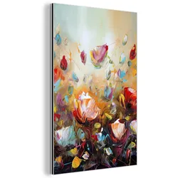 METALLBILD Blumen - Kunst - Natur - Ölgemälde 20x30 cm