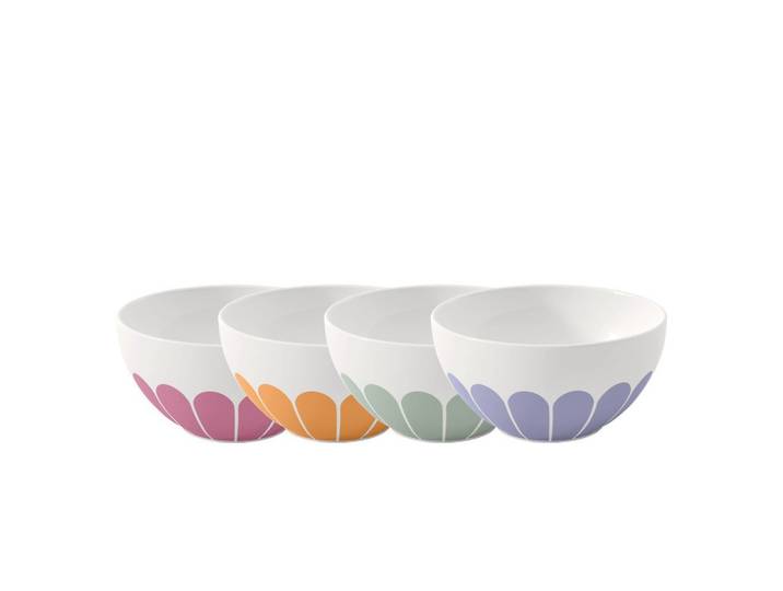 Villeroy & Boch Müslischale Fleur couleur Müslischale 4tlg. 14x14x7cm, Porzellan, (Set, 4-tlg), Premium Porcelain, mikrow.- & spülm.sicher, Made in Germany