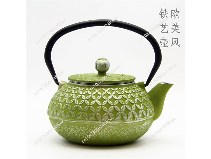 Pot en fonte de couleur, théière en fer forgé émaillé brillant