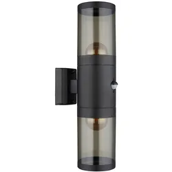 Außenleuchte Wandlampe Bewegungsmelder Fassadenleuchte rauchfarben schwarz H42cm