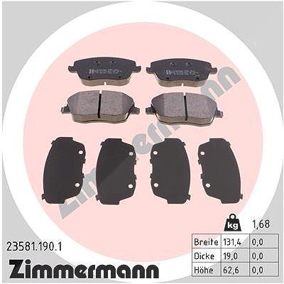 Zimmermann Bremsbelagsatz, Scheibenbremse [Hersteller-Nr. 23581.190.1] für Skoda, VW, Seat