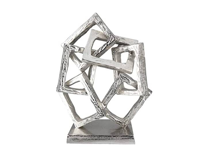 GILDE Deko Skulptur Objekt Square - Quadrate aus Aluminium - Farbe: Silber - Höhe 37 cm