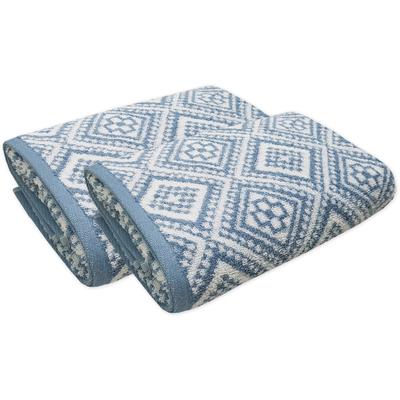 Badetücher FRAMSOHN FROTTIER "Arabeske Duschtücher", blau (beige, rauchblau, blau, naturweiß), B:75cm L:150cm, Walkfrottier, Obermaterial: 100% Baumwolle, Handtücher, Badetuch, skandinavisch gemustert, hergestellt in Österreich