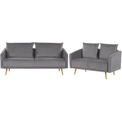 5-SITZER SOFA SET Samtstoff Grau Maura