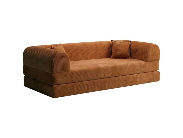 Bettsofa Legom Eco Orange Gerippter Plüschstoff B 190 T 90 cm - Bettsofa