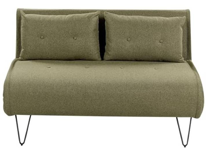 Beliani 2-Sitzer Sofa Stoffbezug olivgrün mit Schlaffunktion Kissen Metallfüße Vestfold
