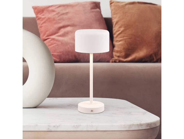Reality Leuchten LED Tischlampe Jeff, dimmbar, weiß / opal, für Wohn- / Esszimmer, Metall, Modern