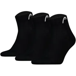 HEAD Unisex Quarter Socken, 3er Pack - All Sports Training Quarter 3P, Logo, einfarbig Schwarz / 43-46
