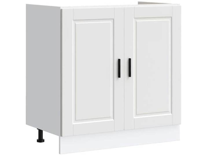 Meuble sous évier Porto 80x46x81 5 cm Bois d'ingénierie Blanc Cuisine
