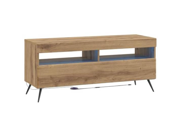 LED-Fernsehschrank aus Holz, handwerkliche Eiche, schlankes Design Flexible LED-Leuchten, 90 ° drehbare Türen, großer Stauraum, feuchtigkeitsbeständig, moderner Stil, 17,37 kg