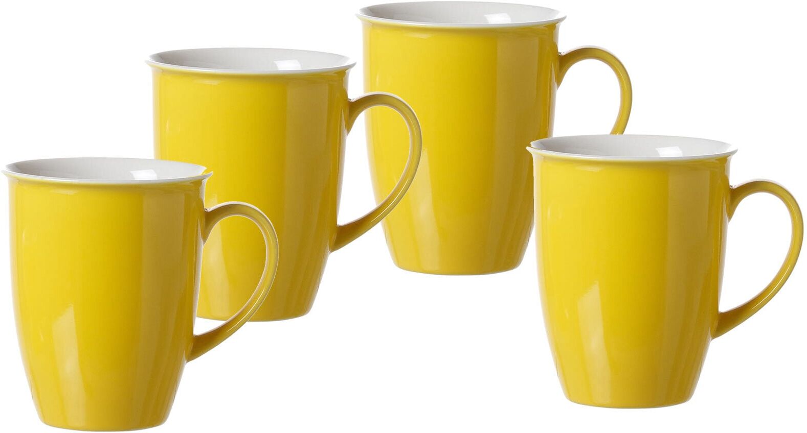 Becher RITZENHOFF & BREKER "Kaffeebecher Doppio 320 ml 4er Set", gelb, Porzellan, Trinkgefäße, Becher