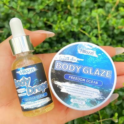 Inspired Finds Strawberry Glow Body Glaze & Oil Hydrating Body Lotion And Massage Oil For Silky, Radiant Skin ocean Set