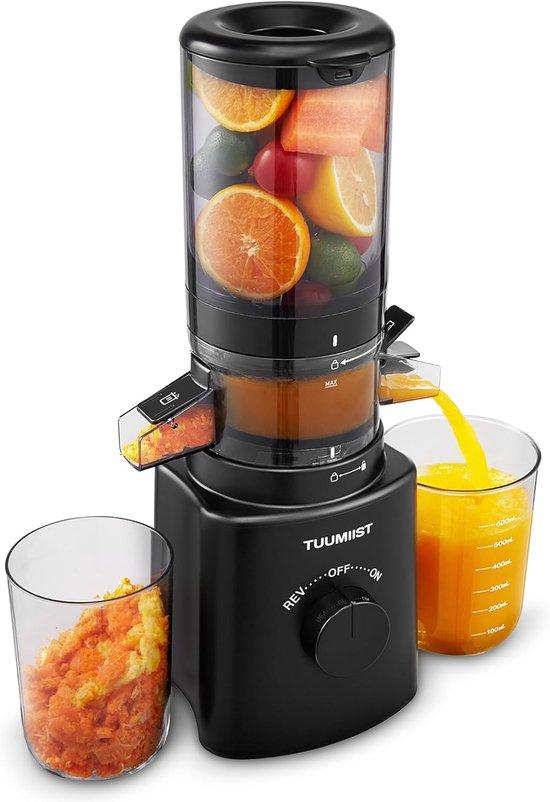 Langsam laufender Entsafter mit 108 mm Einfüllschacht, Zitruspressenaufsatz für Gemüse und Obst, Kompakte Saftzentrifuge mit hoher Saftausbeute und einfacher Reinigung, 2 Stück