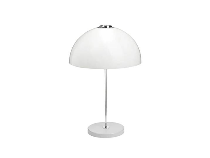 Innolux Lampe de table Kupoli gris, détails métalliques, abat-jour blanc