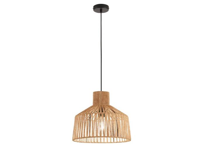 Hängeleuchte Luce Ambiente e Design, Schwarz, Metall, Papier, rund, 12x183.50x35 cm, mit Pendel, Lampen & Leuchten, Innenbeleuchtung, Hängeleuchten, Pendelleuchten
