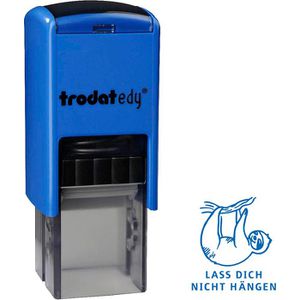 Trodat Motivstempel edy FIX Faultier, aus Kunststoff, 1,9 x 1,9 cm, selbstfärbend, blau