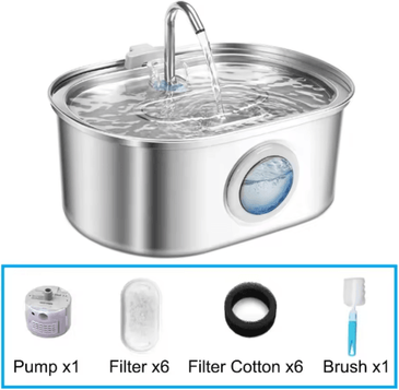 Inspire Picks 3.2L Stainless Steel Automatic Pet Water Fountain With Smart Sensor kit A 3.2l