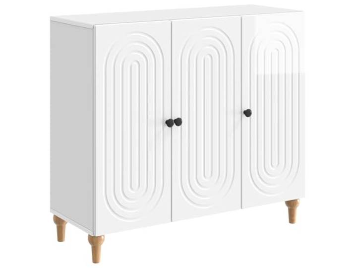 LASWWQMRF Sideboard Hochglanz Weiß 89x34,5x80cm Kommode Holzwerkstoff Modernes Anrichte-Design mit 3 Türen und stabilen Böden für Küche, Flur oder Büro, pflegeleichte Oberfläche.