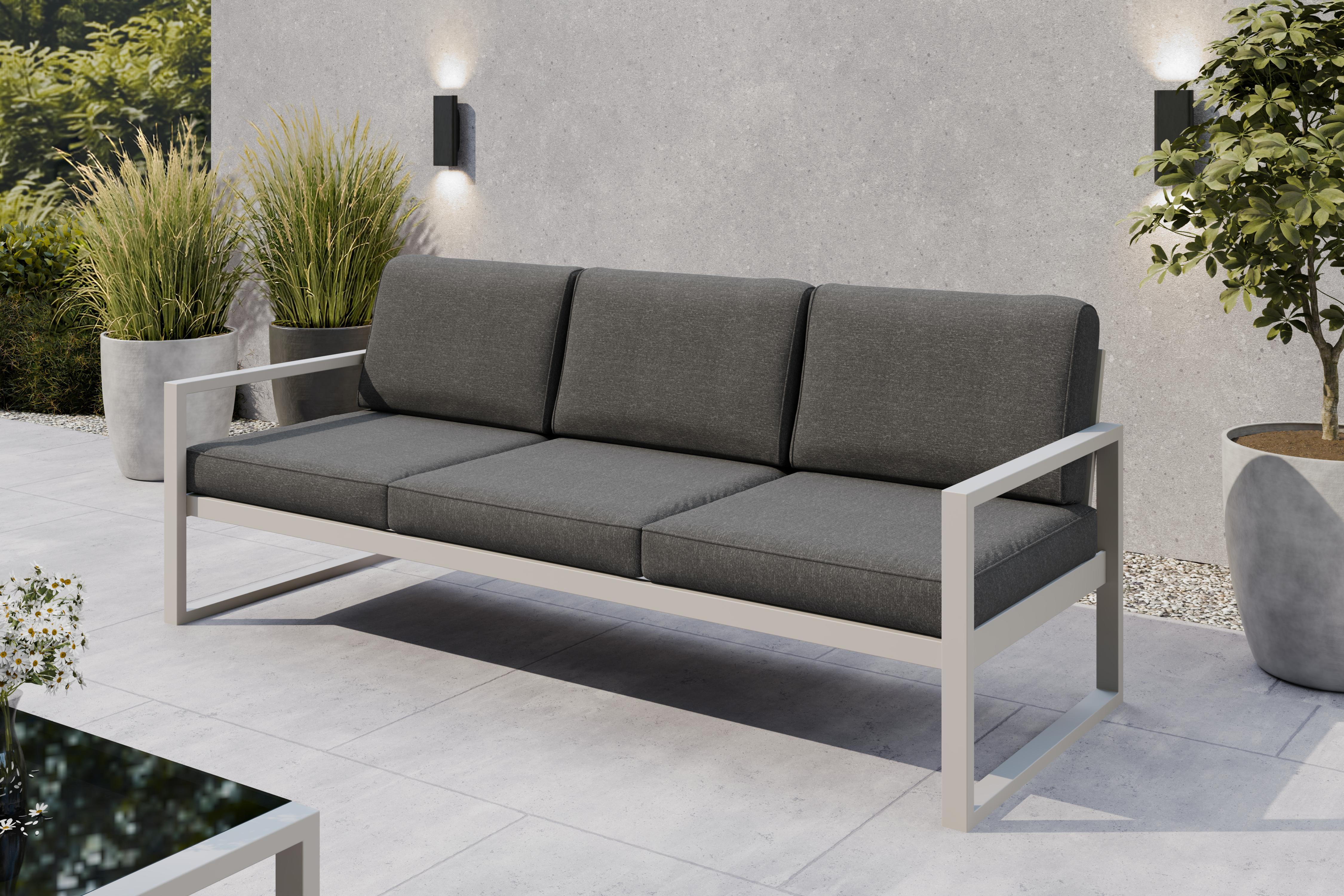 SOLAR 3-Sitzer Garten-Loungesofa - Metallgestell pulverbeschichtet - Komfortsofa mit dicken Polstern C/PB06