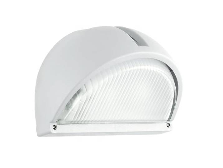 EGLO Applique murale extérieure Onja\, 1 flamme\, projecteur mural en aluminium moulé\, couleur : blanc\, verre : cannelé\, transparent\, douille : E27\, IP44