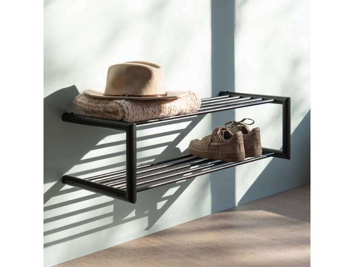 Étagère à chaussures suspendue Soenz 80 x 23 x 34cm Noir/Noir