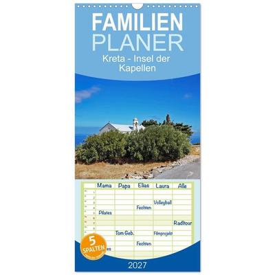 Familienplaner 2027 - Kreta - Insel der Kapellen mit 5 Spalten (Wandkalender, 21 x 45 cm) CALVENDO