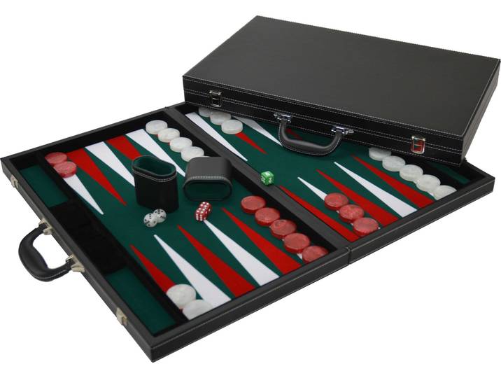 HOT-Games Backgammon - Luxe 38 cm - Zwart/groen