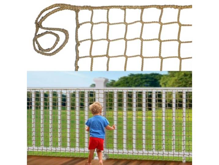 BERADNET Sicherheitsnetz für Kinder Katzennetz für Balkon Polyester Schutznetz hochbett Netz Rausfallschutz Treppenschutznetz Geländerschutznetz Knotenlos Universal Sicherheitsnetz, Braun(1.5X10m)