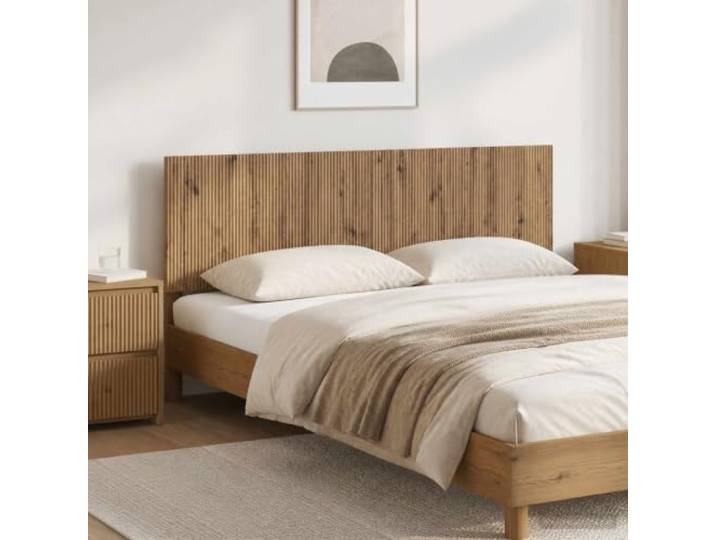 HGFDSAWE Wandmontiertes Kopfteil Artisan-Eiche Holzwerkstoff 200x50cm Platzsparendes Design, Inklusive Stauraum, Feuchtigkeitsresistente Oberfläche