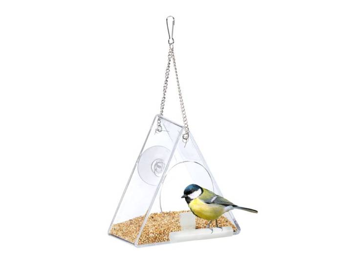 Relaxdays Vogelvoederhuisje voor raam driehoekig