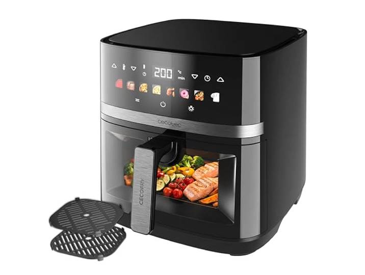 Cecotec Heißluftfritteuse Cecofry&Grill Duoheat 8000 Hot, 8L Volumen 2200 W, 3D - Hitze mit Zwei Heizelementen, Grillfunktion, Pizza - Funktion, Sichtfenster, 8 Programme, Touch - Steuerung