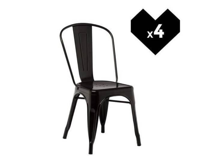 Chaises Noires en Acier YOSICOL - Lot de 4 - Haute Qualité - 46x43x85 cm