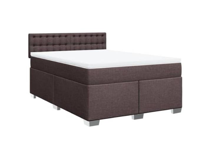 vidaXL Boxspringbett mit Matratze Dunkelbraun 140x200 cm Stoff
