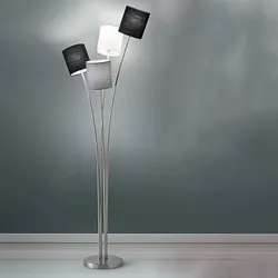 Stehleuchte aus gebürstetem Chrommetall, elegante Stehleuchte für die Innenbeleuchtung, modernes Design, H 160 cm, 4 x E14 - Perenz