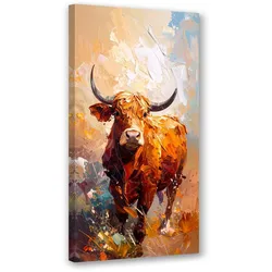 LEINWANDBILD Bulle Kuh Tiere Natur 40x80cm