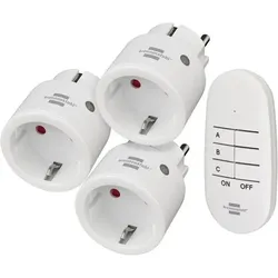 brennenstuhl® 1507070 Funkschalt-Set Comfort-Line Mini 3+1, 3er Funksteckdosen Set (Innenbereich, mit Handsender und erhöhtem Berührungsschutz)