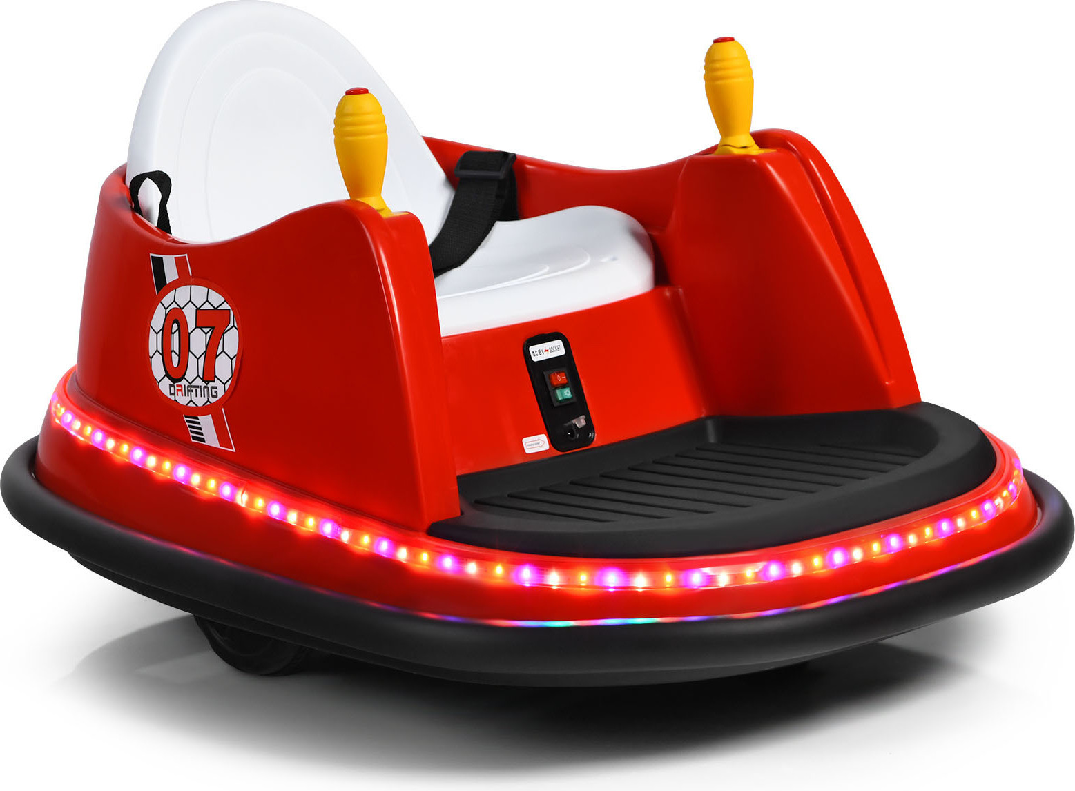 Costway 6V kinderauto met afstandsbediening, elektrische auto met muziek en lichtjes, 360-graden draaibaarheid, rood